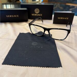 Versace Black Men’s Rectangular Eyeglasses